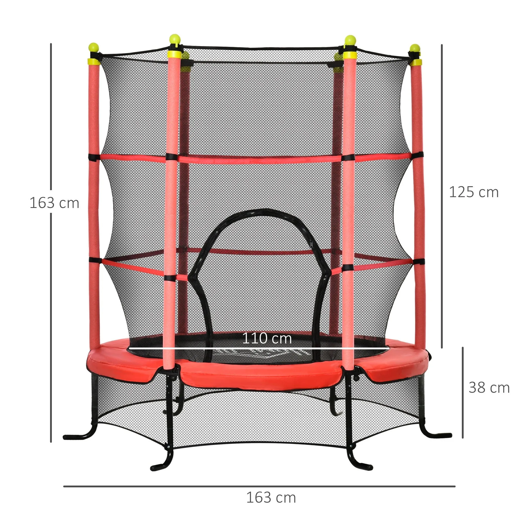 Easycomfort Tappeto Elastico per Bambini 3-10 Anni con Rete di Sicurezza e Pali Imbottiti, ?163x163cm