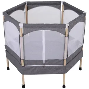 EASYCOMFORT Trampolino Elastico per Bambini 3-12 Anni Max. 80kg con Rete di Protezione Grigia