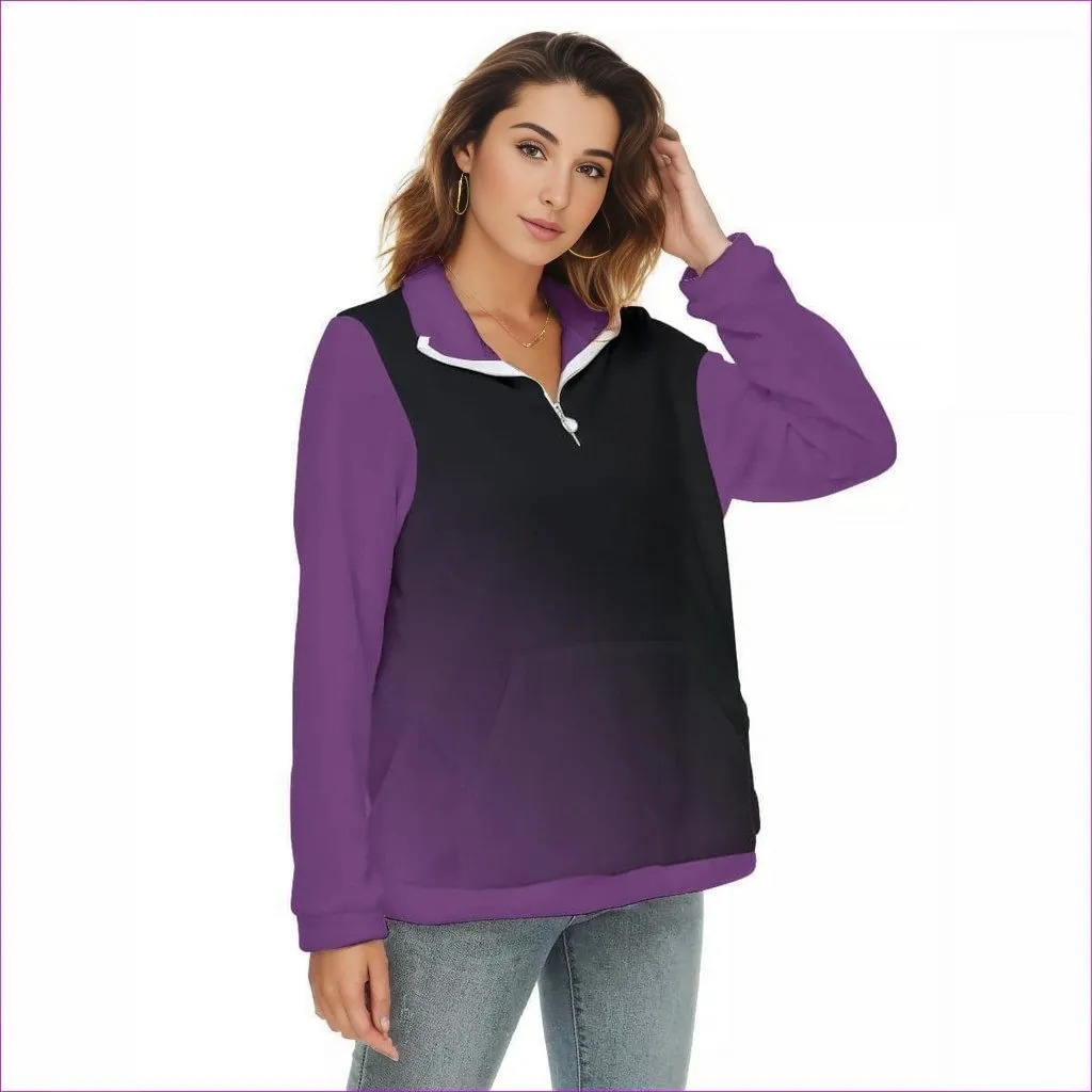 Fade Womens Borg Sweatshirt With Half Zip