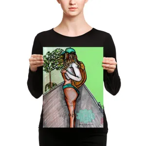 Fitness Girl Hiking in the Woods Fitness Canvas Art Print - Made in USA