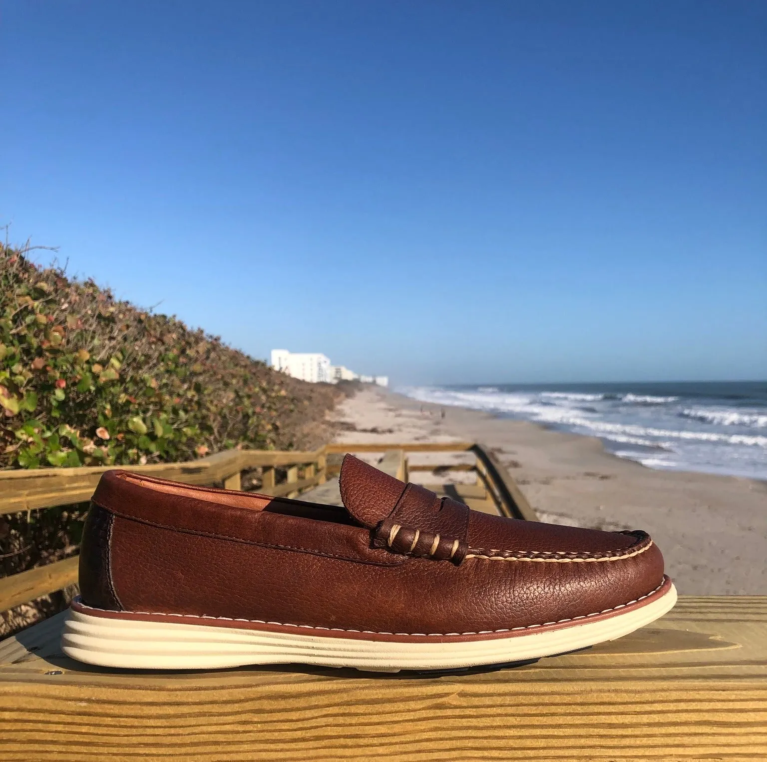 Freeport Sport Penny Loafer in Gridiron Tumbled Brown by T.B. Phelps