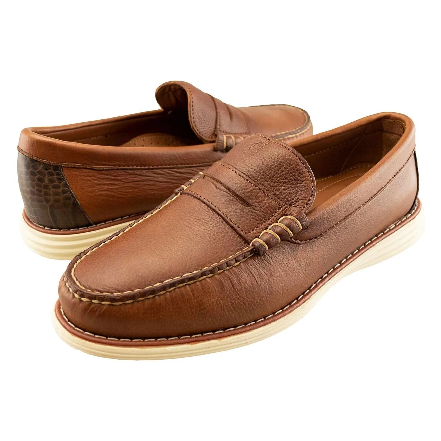 Freeport Sport Penny Loafer in Gridiron Tumbled Brown by T.B. Phelps