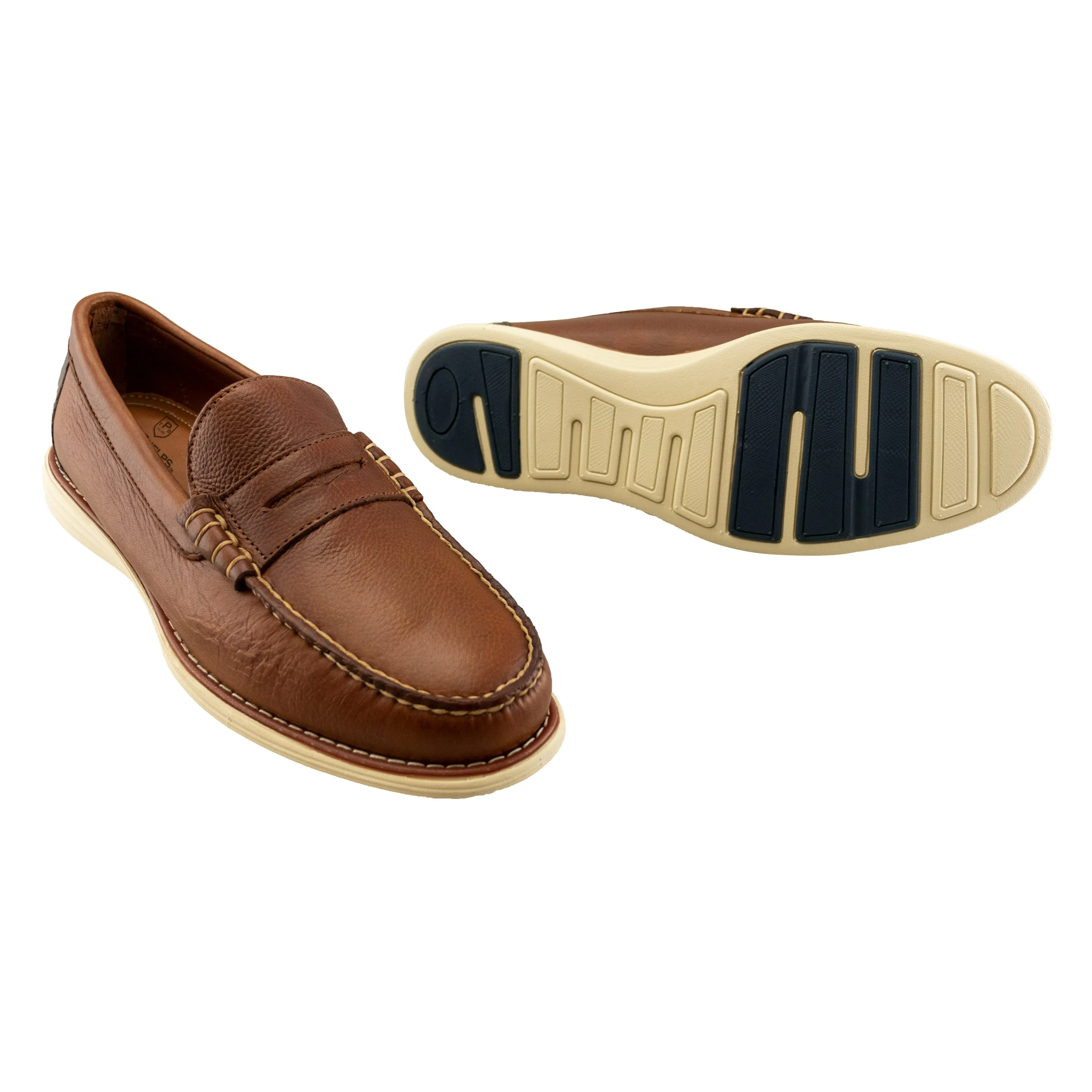 Freeport Sport Penny Loafer in Gridiron Tumbled Brown by T.B. Phelps