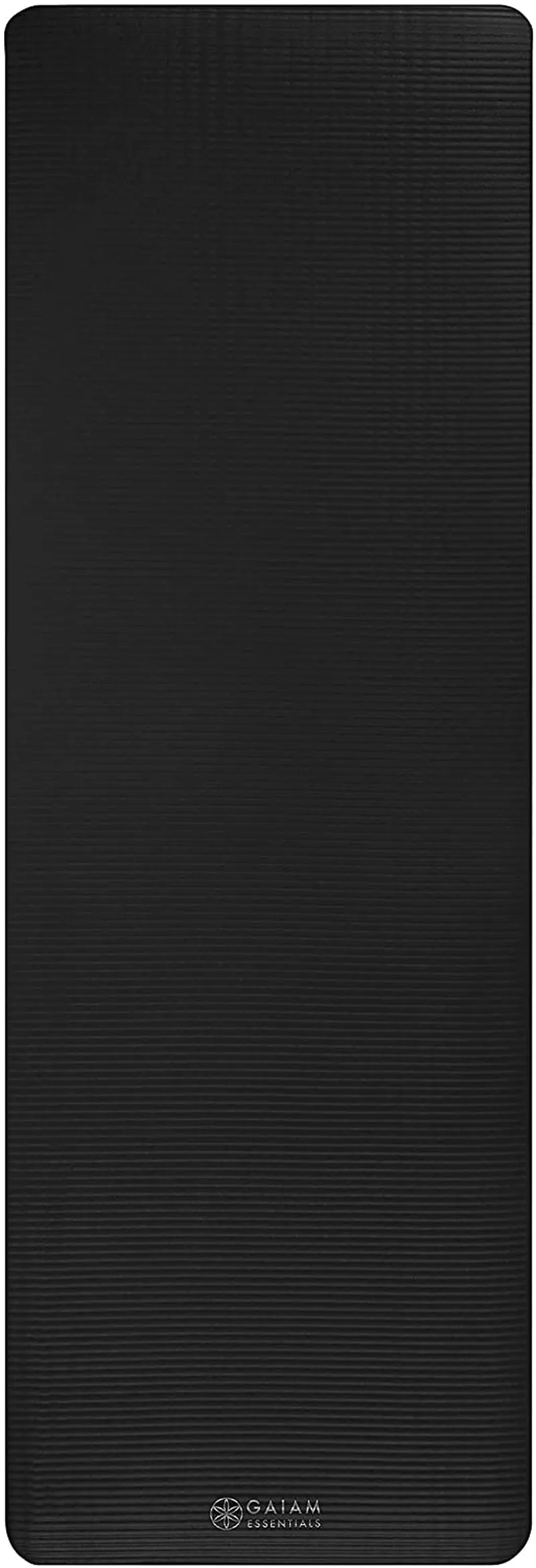 Gaiam Essentials Thick Yoga Mat Fitness & Exercise Mat with Easy-Cinch Yoga Mat Carrier Strap, 72"L x 24"W x 2/5 Inch Thick