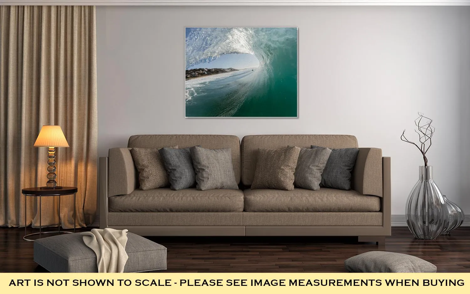 Gallery Wrapped Canvas, Ocean Wave Blue Hollow