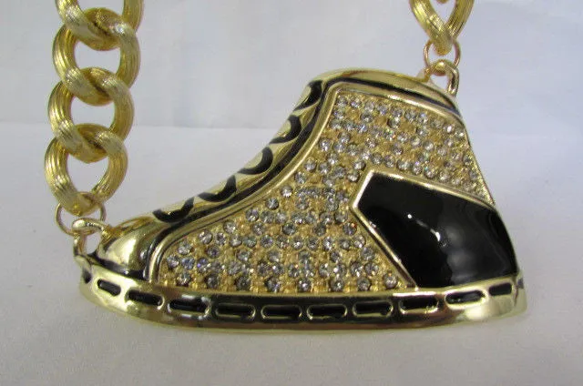 Gold Long Metal Necklace Basketball Sneaker Tennis Shoe Pendant Hip Pop Men Design