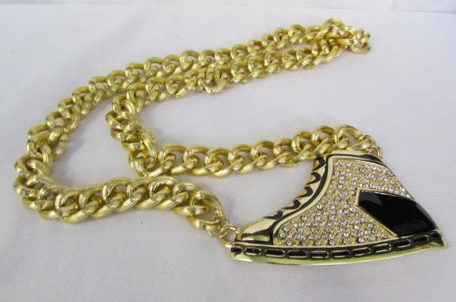 Gold Long Metal Necklace Basketball Sneaker Tennis Shoe Pendant Hip Pop Men Design