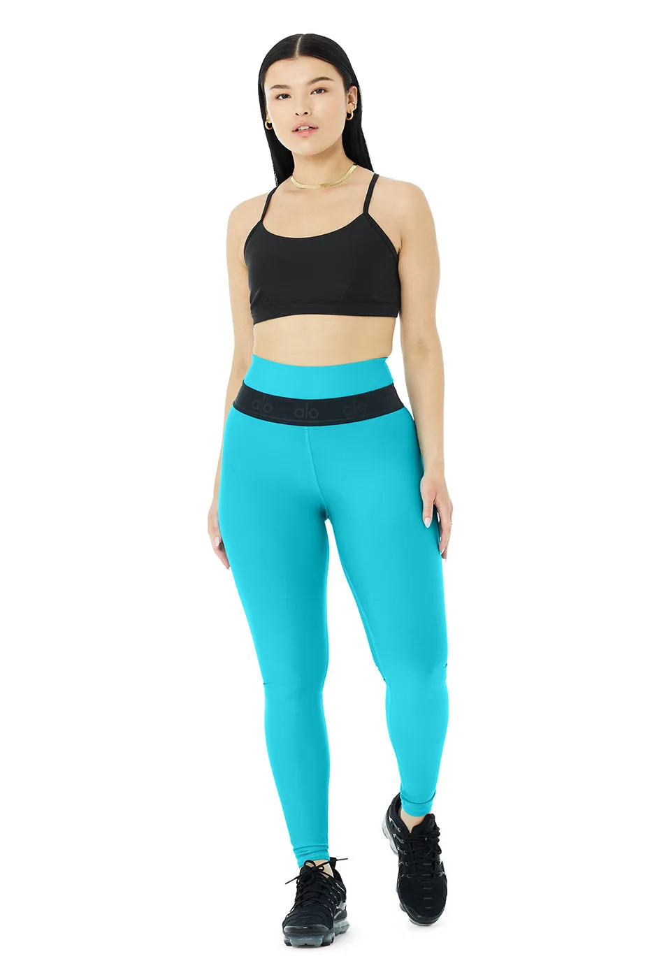 High-Waist Fitness Legging - Bright Aqua/Black