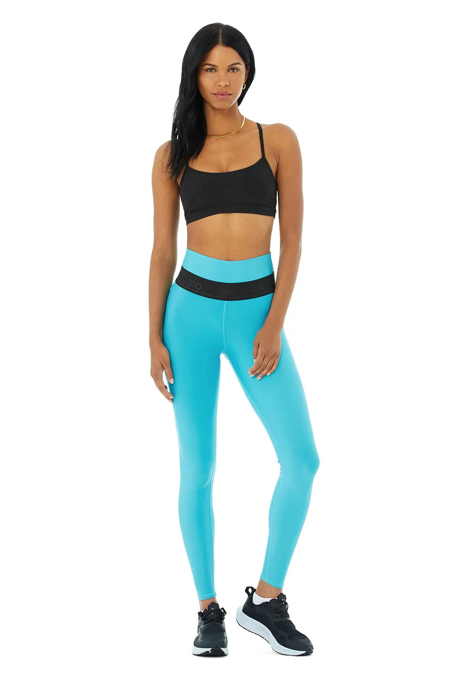 High-Waist Fitness Legging - Bright Aqua/Black