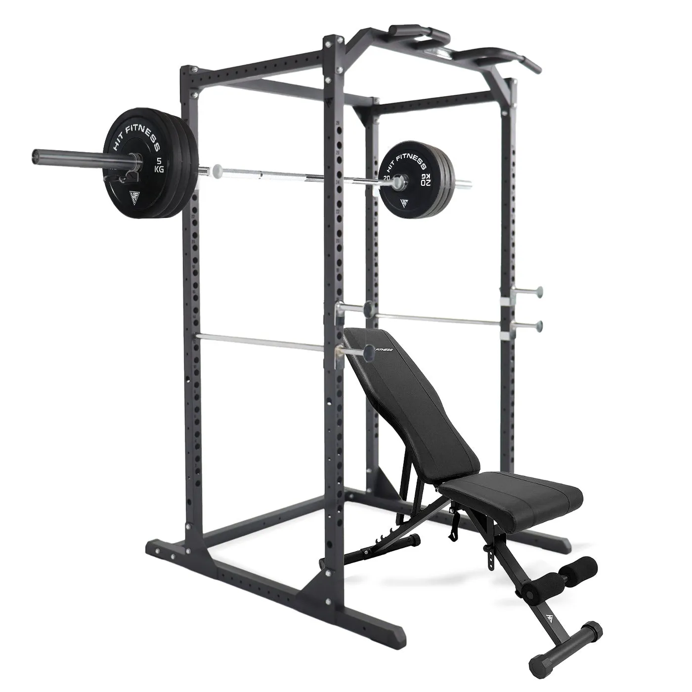 Hit Fitness Athletic Pack 120kg | Rack - Bench - Black Bumper Plates