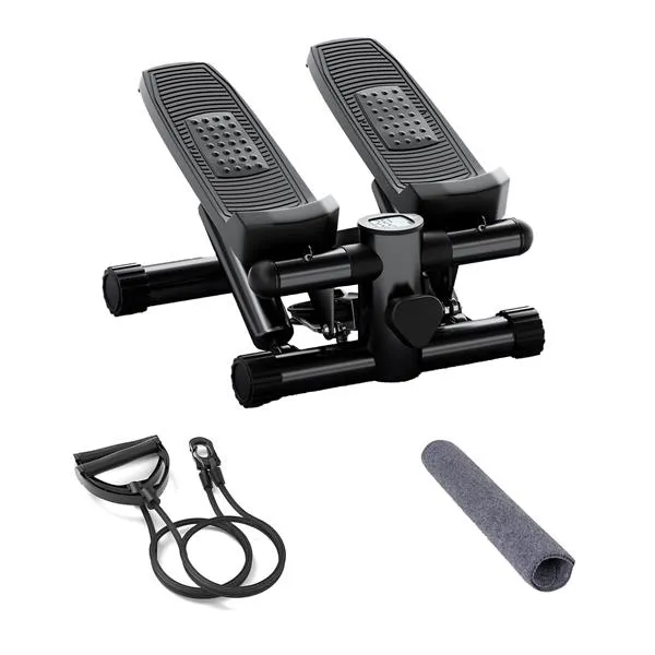 Hydraulic Fitness Mini Stepper with Resistance Bands and Display