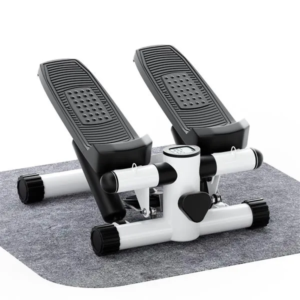 Hydraulic Fitness Mini Stepper with Resistance Bands and Display