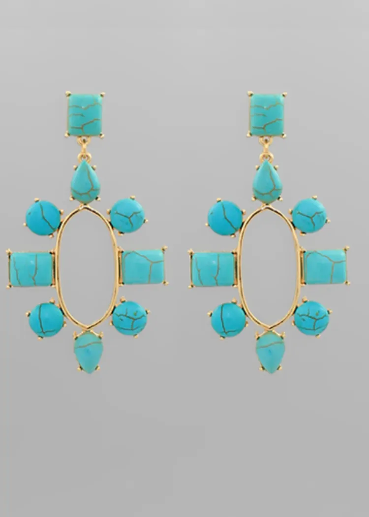 Isla Drop Earrings-Turq