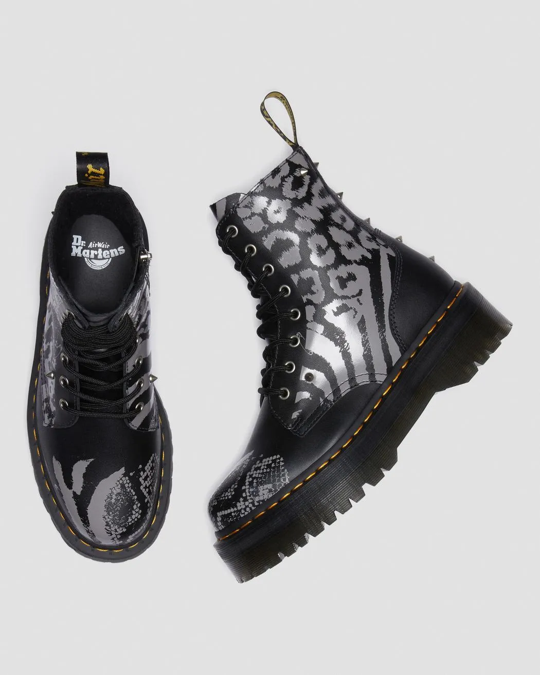 Jadon Animal Clash Leather Platform Boots