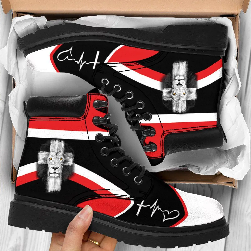 Jesus Leather Boots Black And Red - Christian Shoes For Men And Women