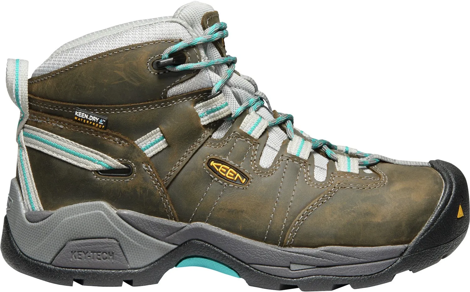 'Keen Utility' Women's Detroit XT Mid Steel Toe WP Hiker - Gargoyle Grey / Lake Blue / Brown