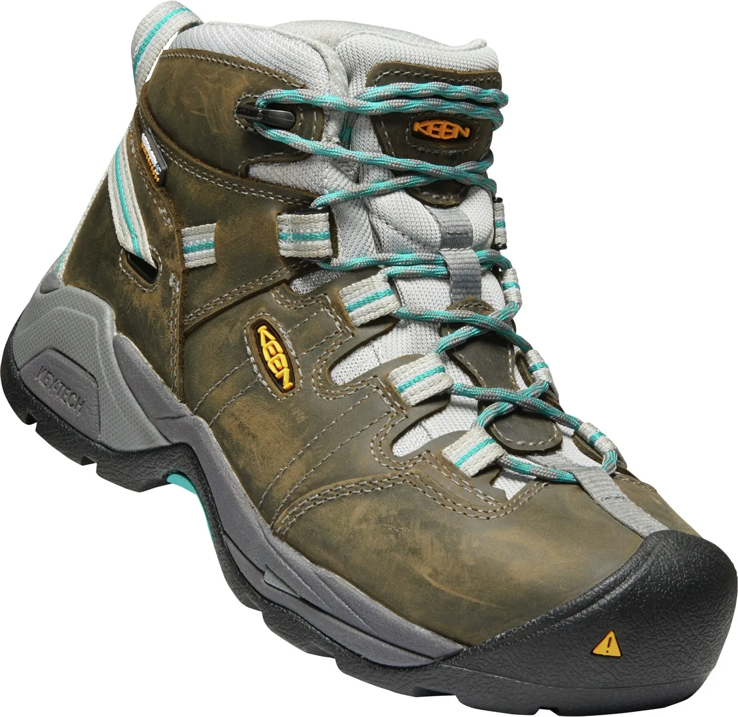 'Keen Utility' Women's Detroit XT Mid Steel Toe WP Hiker - Gargoyle Grey / Lake Blue / Brown