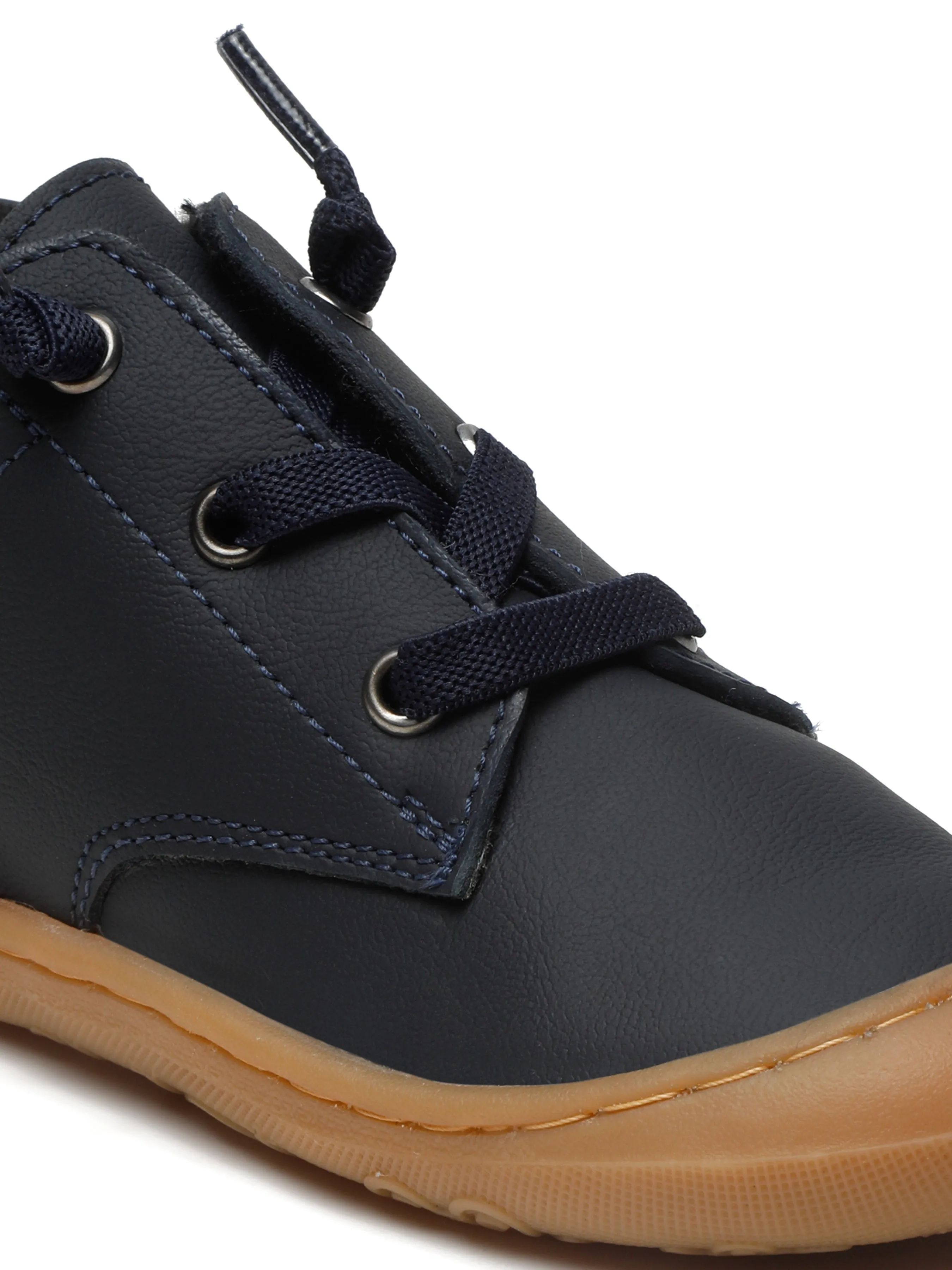 Kid's Navy Leather Comfort Insole Sneakers