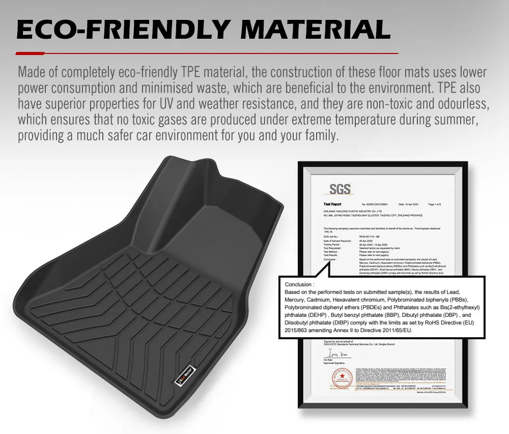 Kiwi Master 3D TPE Car Floor Mats Liner Fit Tesla Model Y 2022-ON