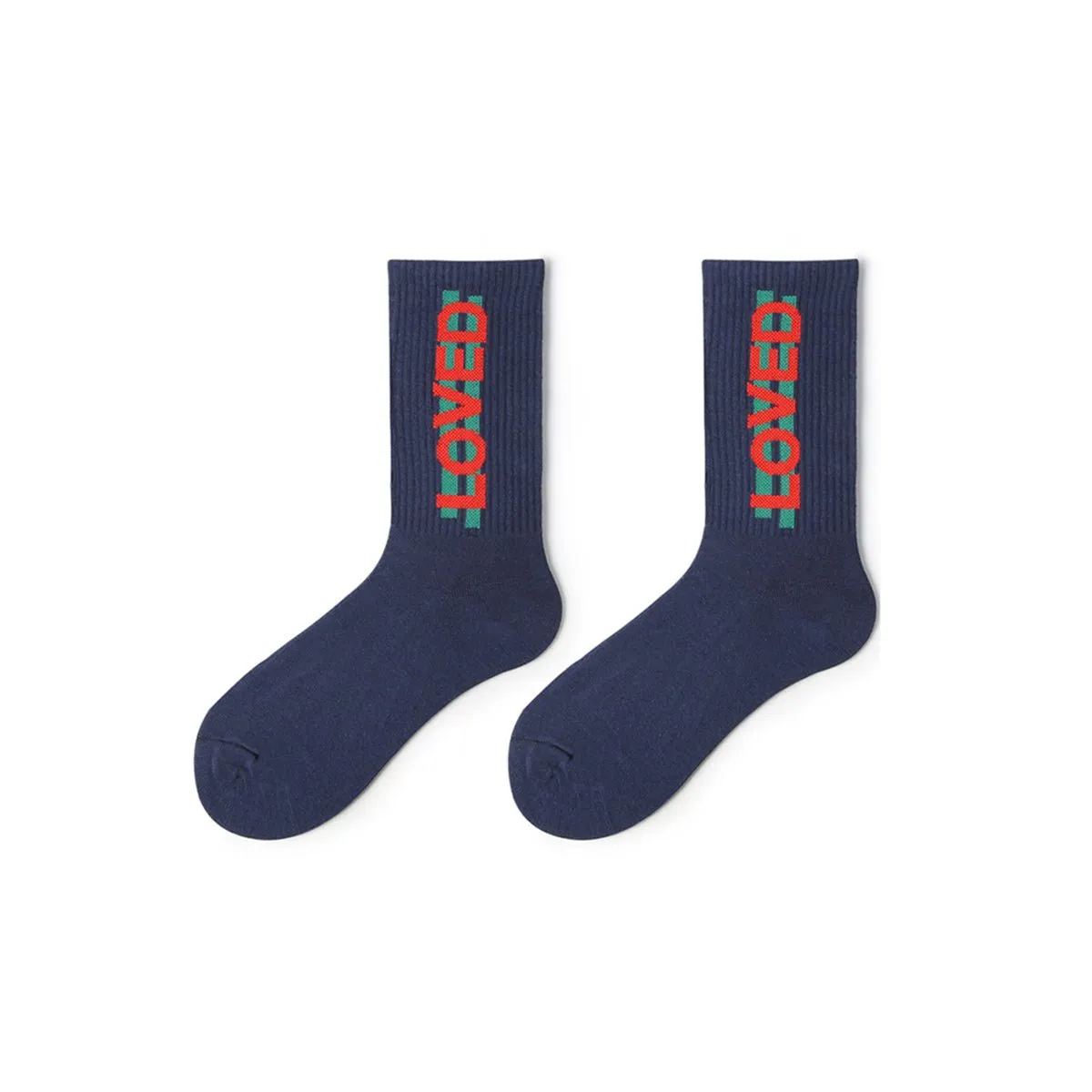 Loved All-season Unisex Navy Crew Socks