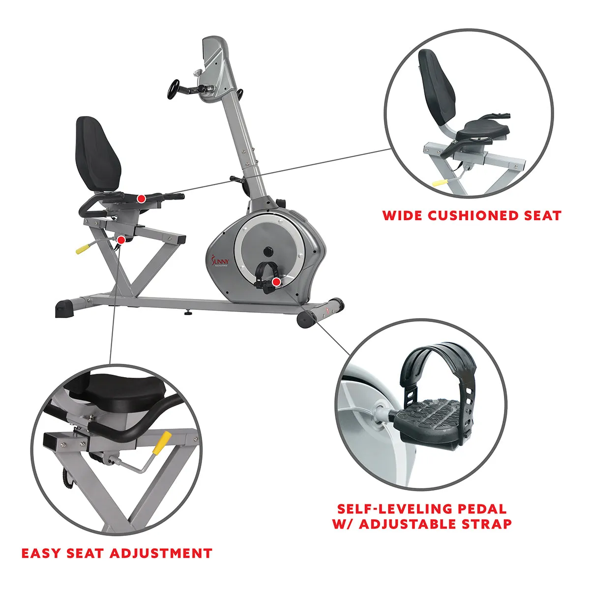 Magnetic Recumbent Exercise Bike with Moving Arms Exerciser w/ 350 LB High Weight Capacity