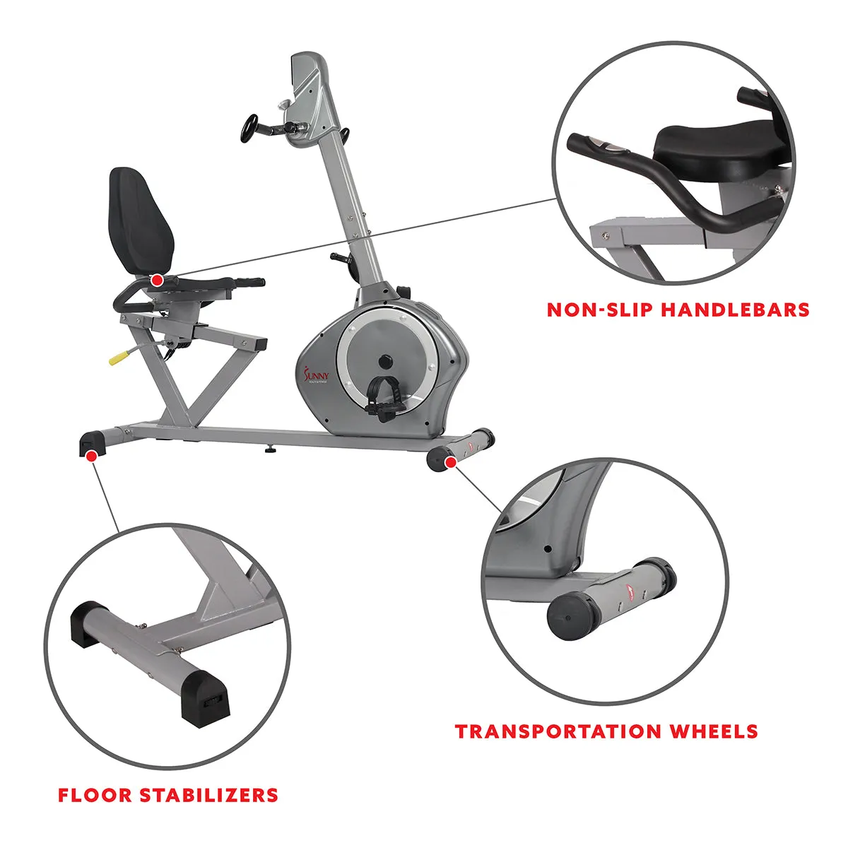 Magnetic Recumbent Exercise Bike with Moving Arms Exerciser w/ 350 LB High Weight Capacity