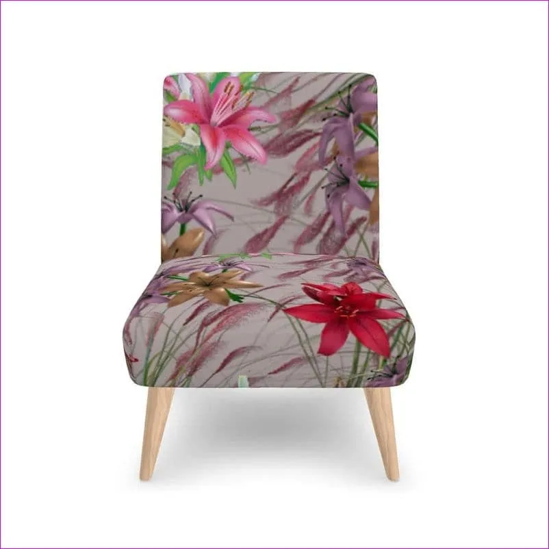 Mauve Gold Floral Occasional Chair