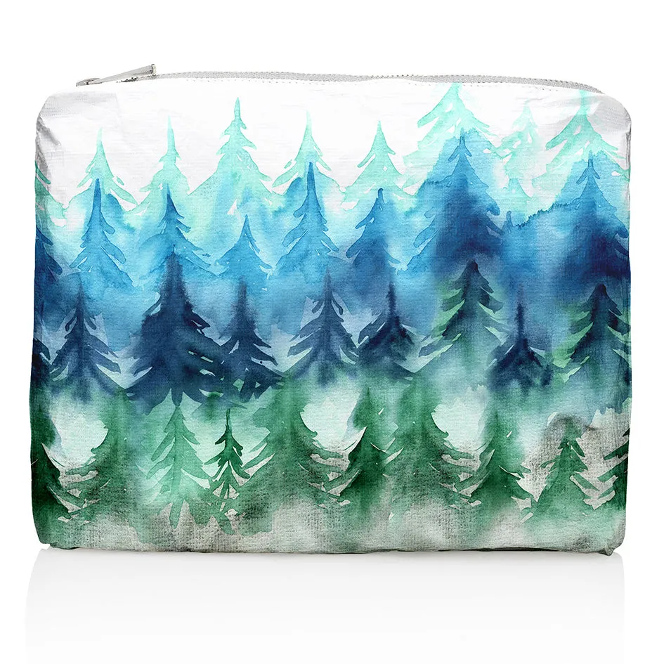 Medium Zipper Pack - Forest of Trees in Watercolor Blue Green