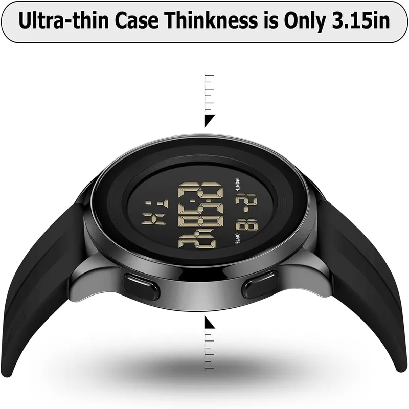 Men's Digital Waterproof Minimalist Ultra-Thin Wrist Watch