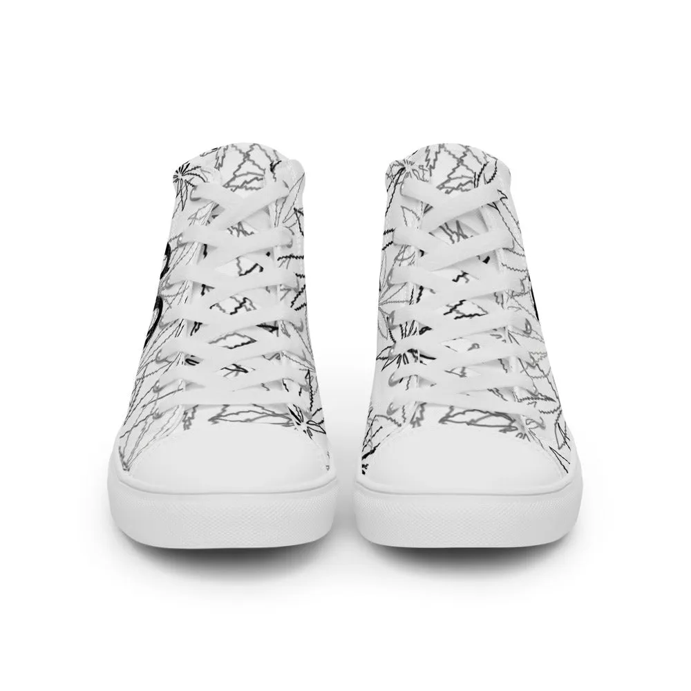 Men’s elite white leaf E4SO high top canvas shoes