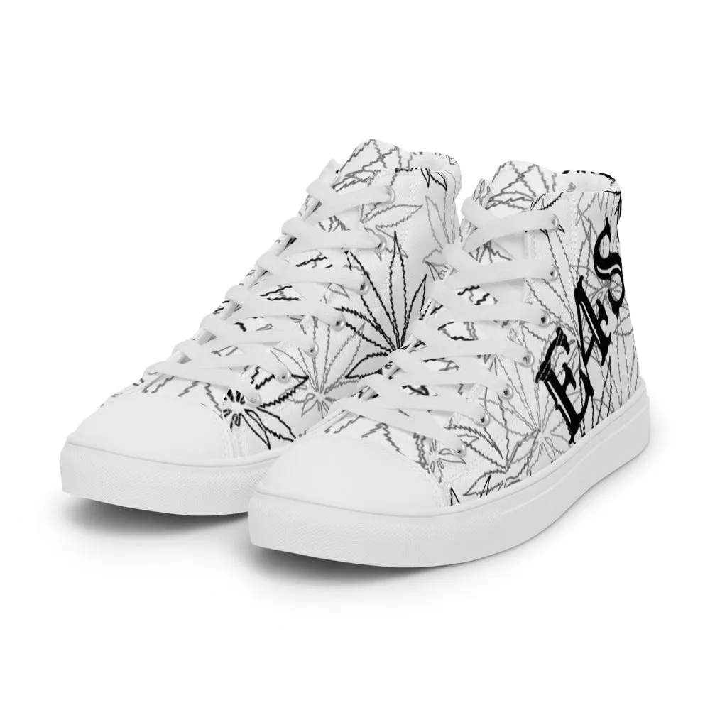 Men’s elite white leaf E4SO high top canvas shoes