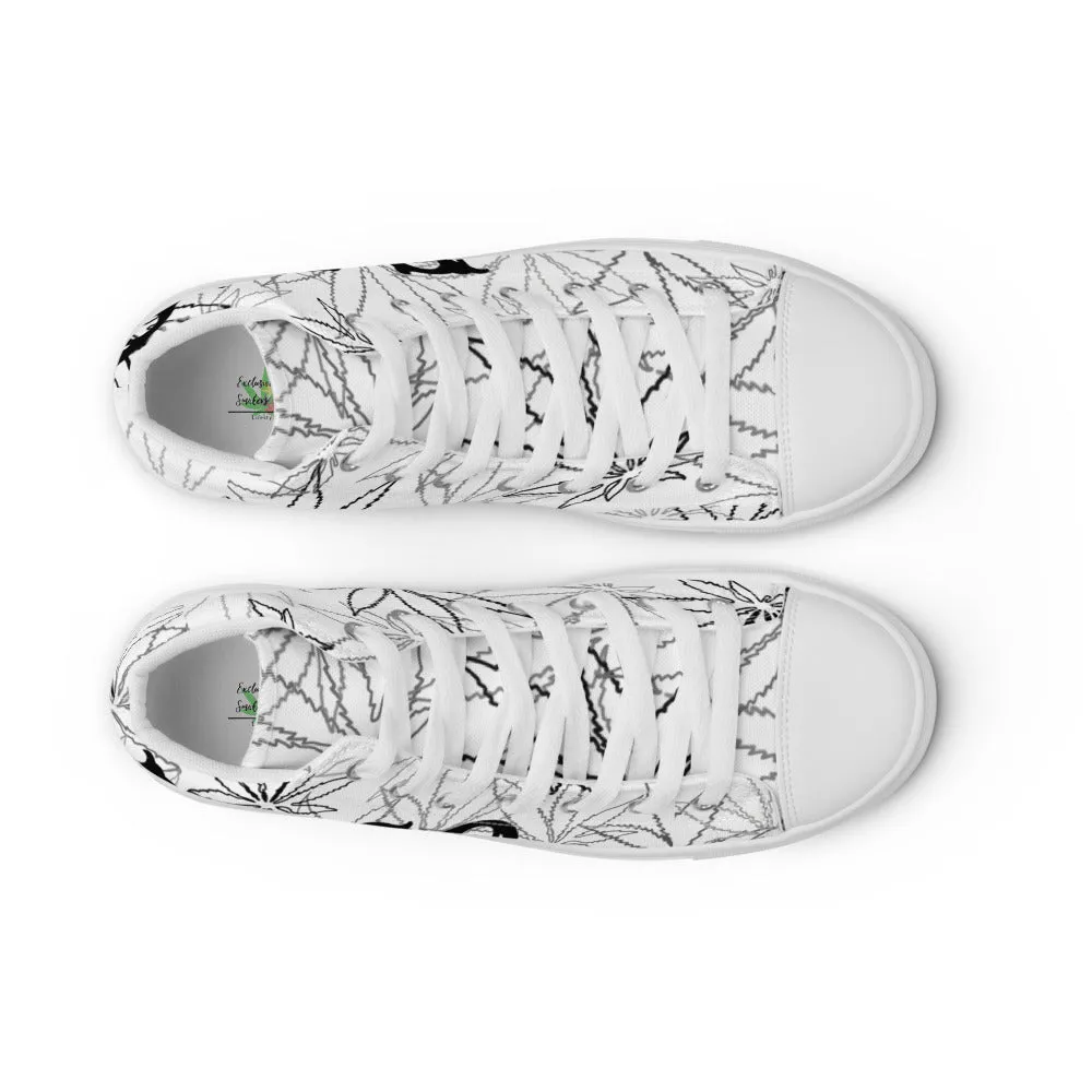 Men’s elite white leaf E4SO high top canvas shoes