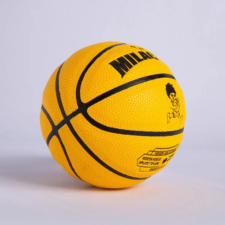 MILACHIC Number 1 Mini Rubber Hollow Glue Stretch Training Basketball(Yellow)