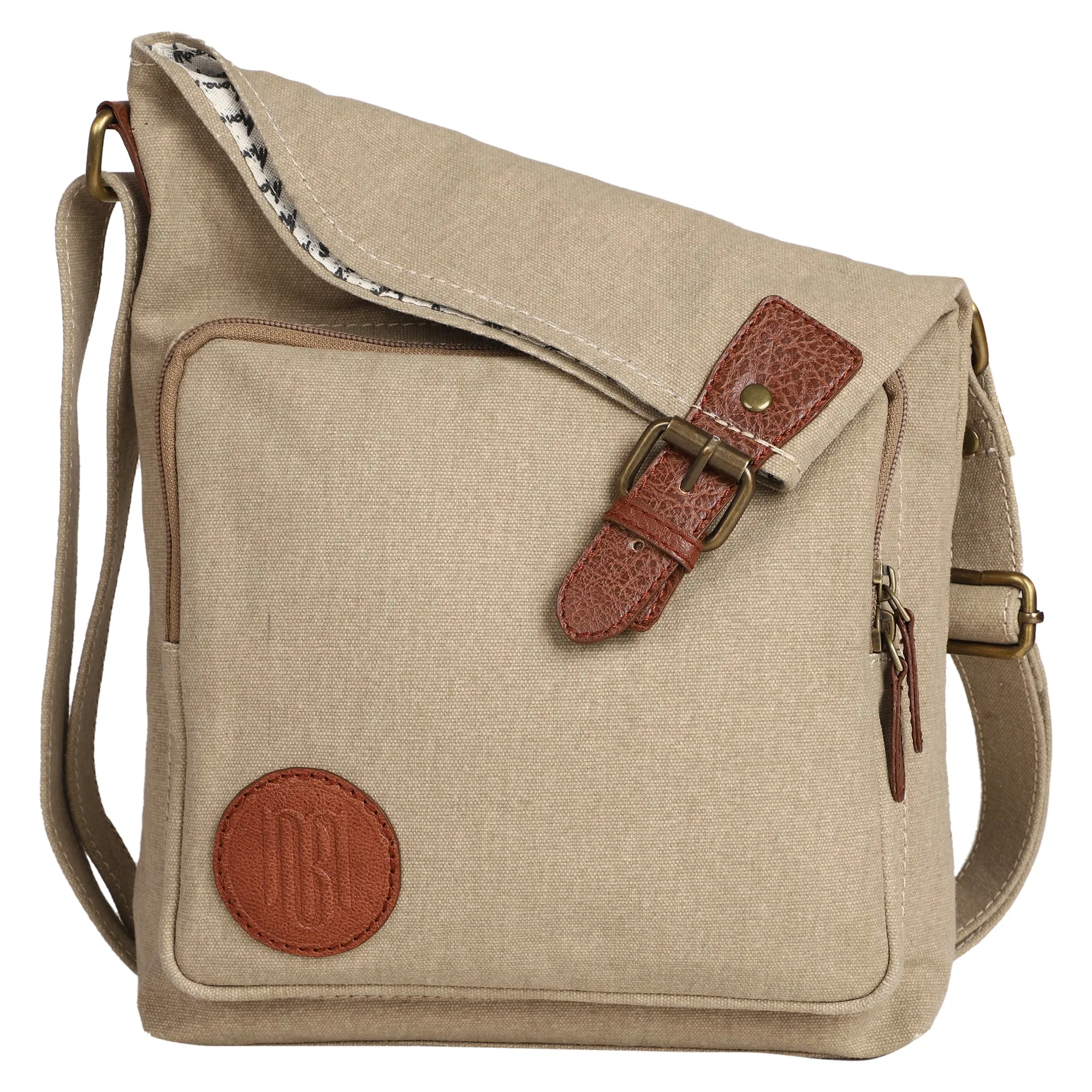 Mona B Unisex Canvas Messenger Crossbody Bag: Flint