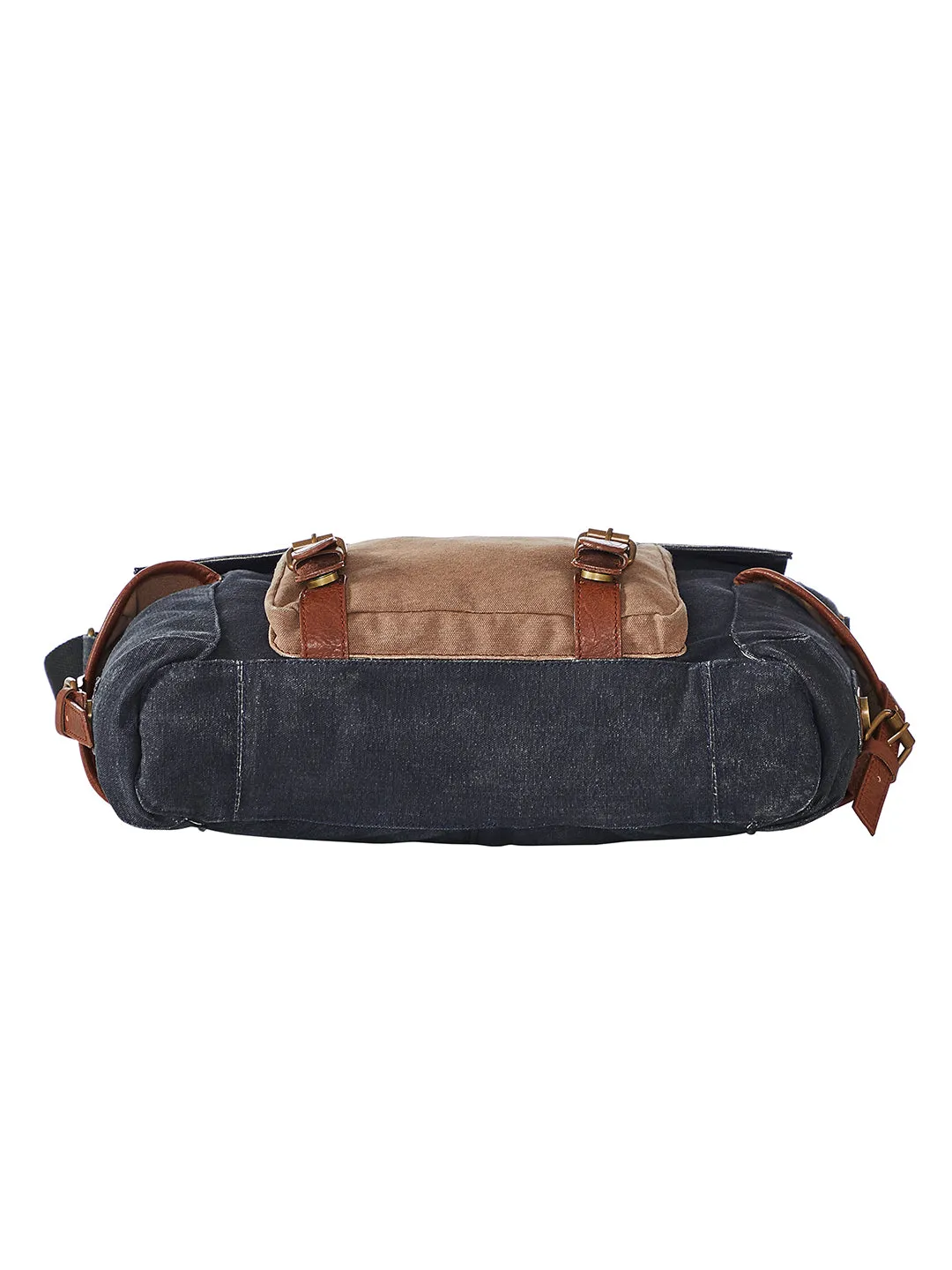 Mona B Upcycled Canvas Messenger Crossbody Laptop Bag for Upto 14" Laptop/Mac Book/Tablet with Stylish Design for Men and Women: Navy