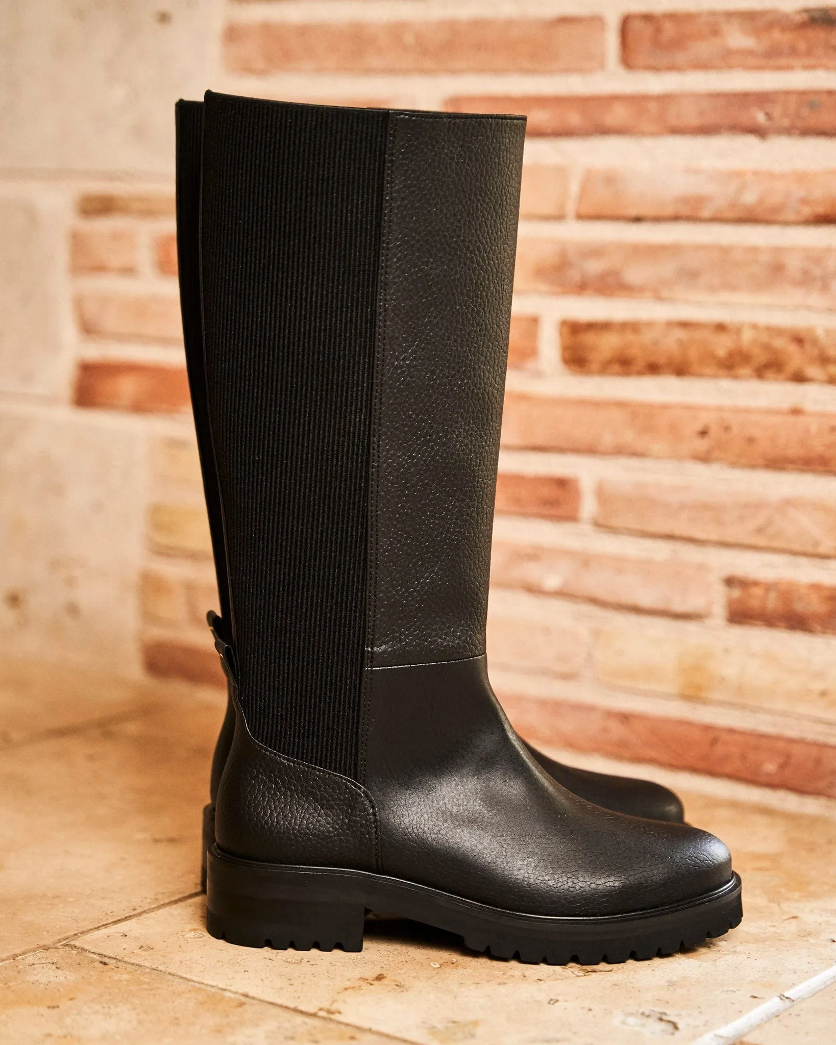 Mystery Recycled Vegan Leather Calf Boots | Black