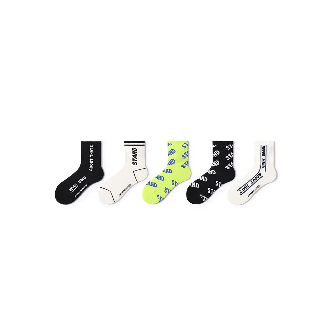 Never Mind All-season Unisex 5pcs Crew Socks Set