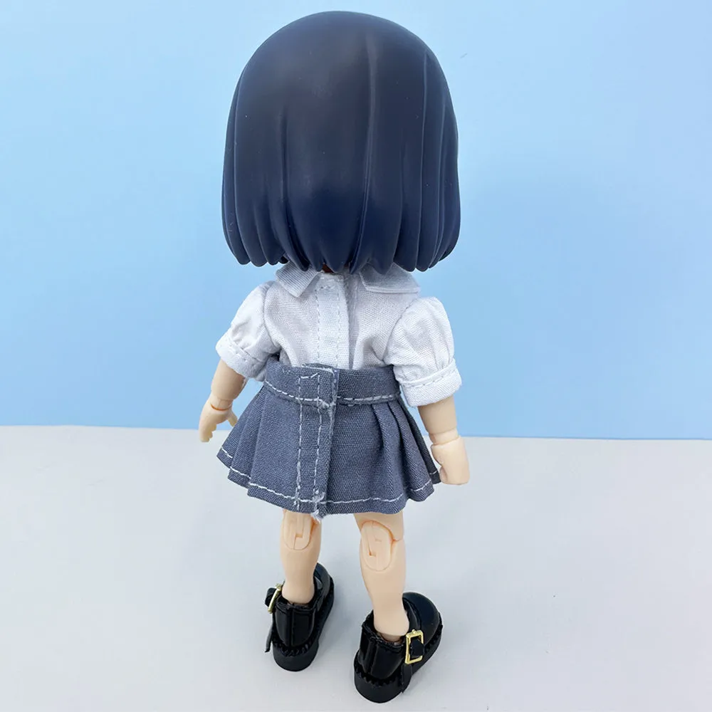 niannyyhouse 1/12 BJD Doll Clothes White Shirt Pleated Skirt Shoes OB11 4.3in Action Figures Doll Dressup