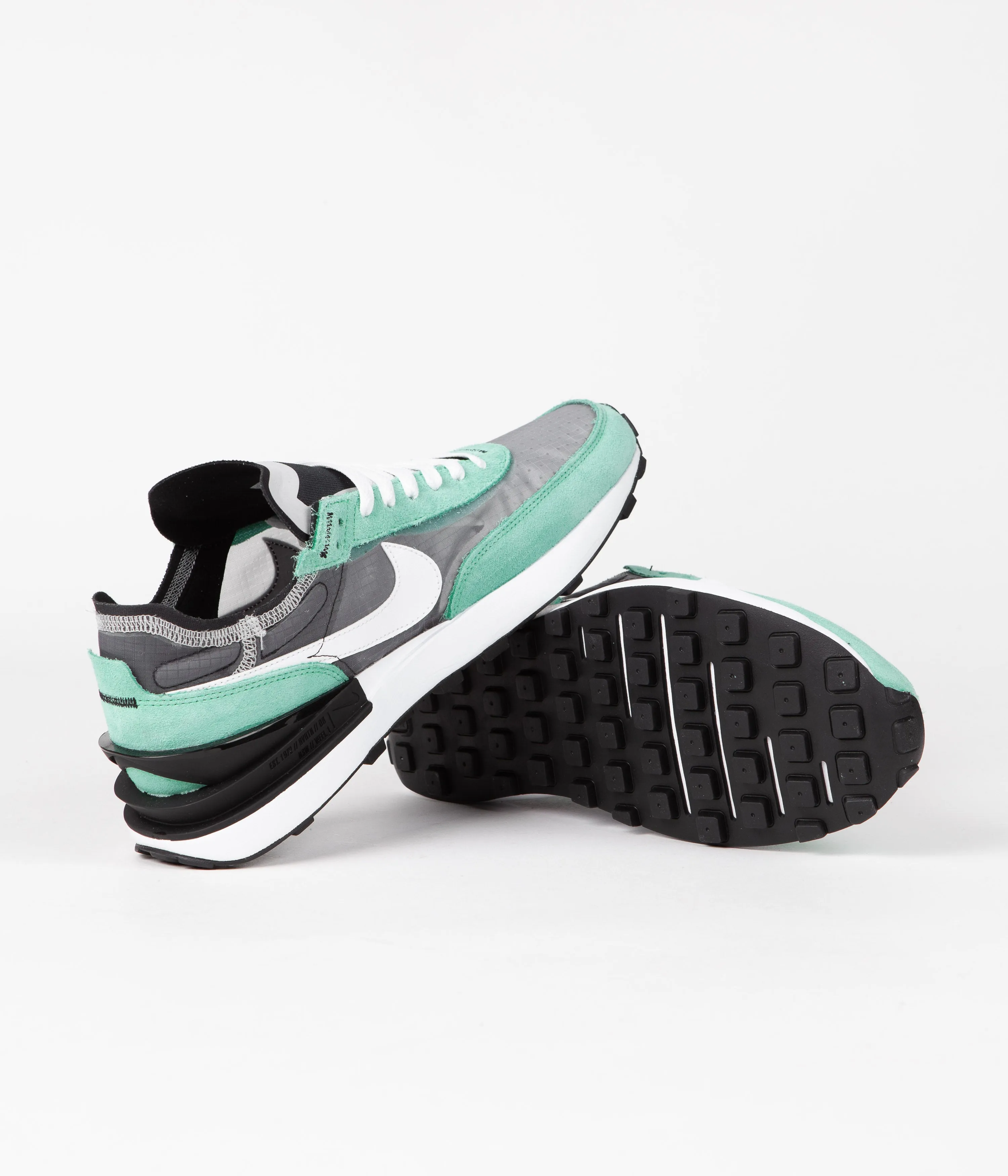 Nike Waffle One SE Shoes - Black / White - Light Menta - White