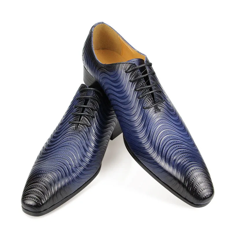 Opulent Exotic Print Pointed Toe Oxford Dress Shoes