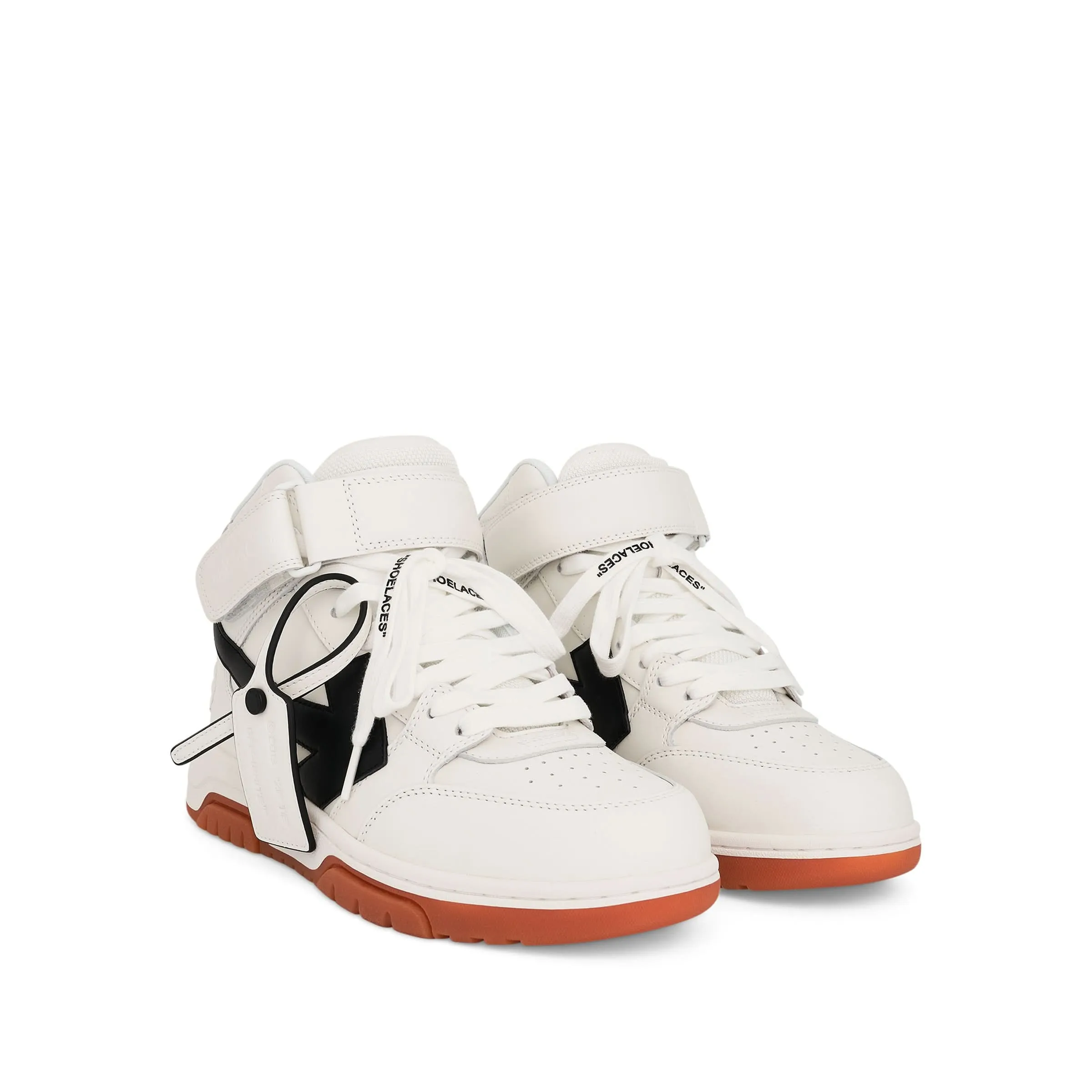 Out of Office Mid Top Leather Sneakers in  White/Black