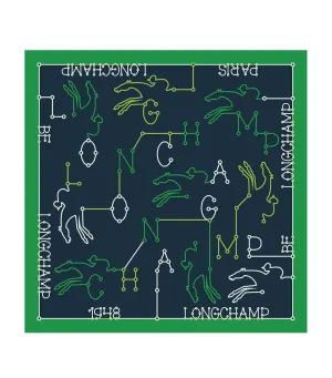 Parcours Longchamp Silk Scarf 50 Navy