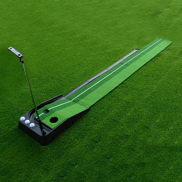 PGM Golf Mini Putting Mat Push Rod Trainer 2.5m, without Auto Ball Return Fairway (Green)