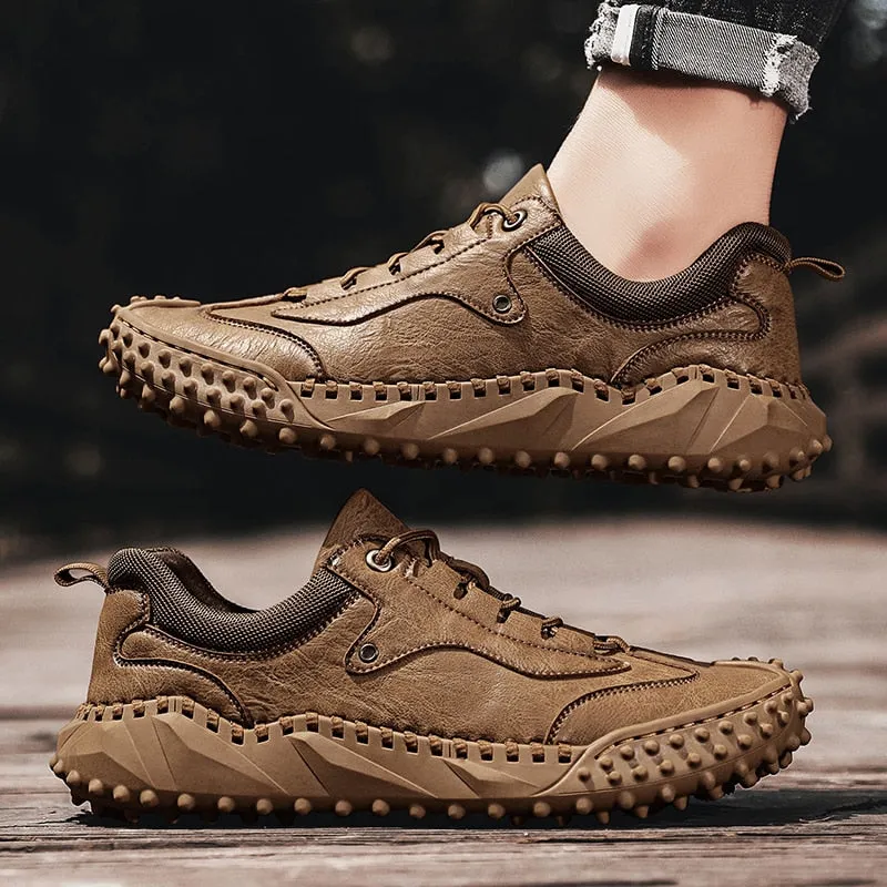 Plus Size Men Sneakers Spring Autumn Men's Casual Shoes Breathable Loafers Leather Flat Shoes Fashion Comfortable Walking Shoes