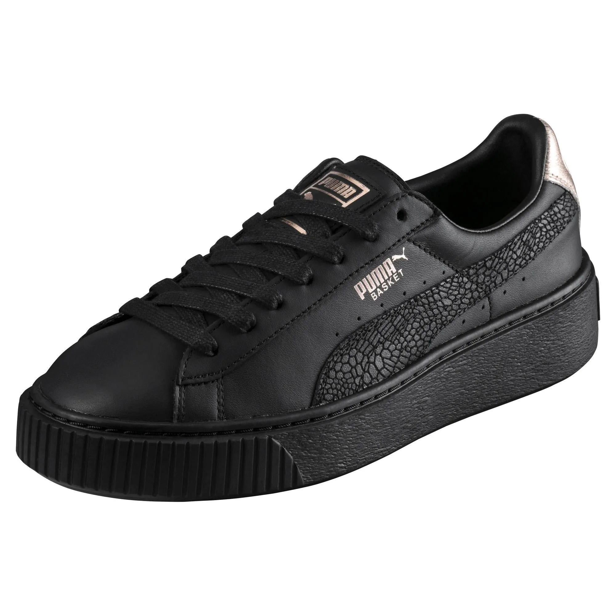 Puma scarpa sneakers da donna con zeppa Basket Euphoria RG 366814 01 nero