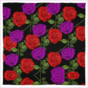 Red Rose Purp Designer Premium Silk Scarf Wrap or Shawl