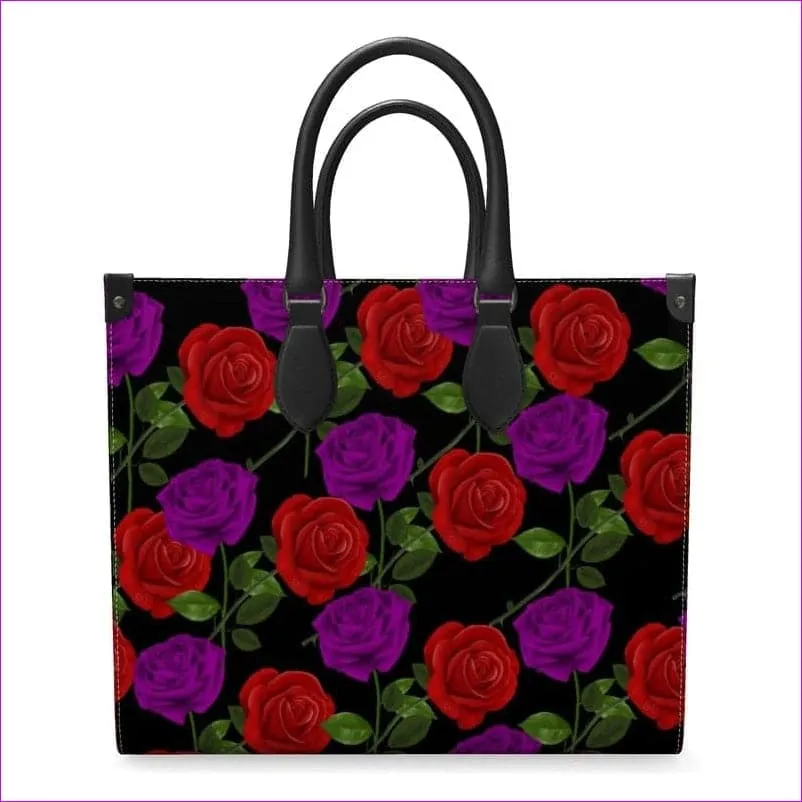 Red Rose Purp Luxury Leather Shopper Bag