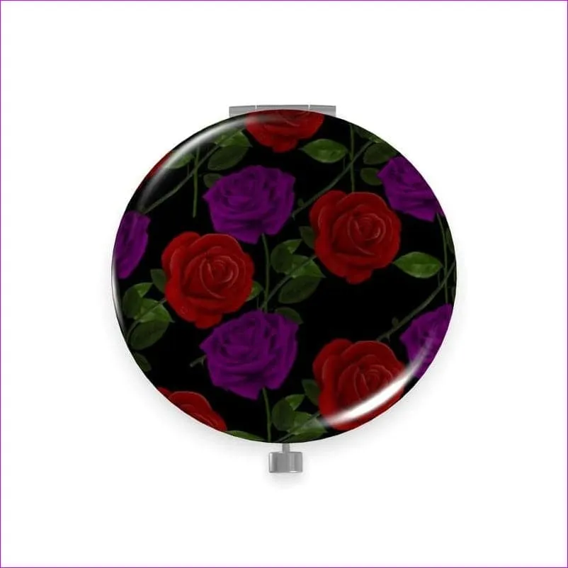 Red Rose Purp Metal Compact Mirror