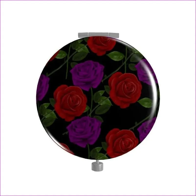 Red Rose Purp Metal Compact Mirror