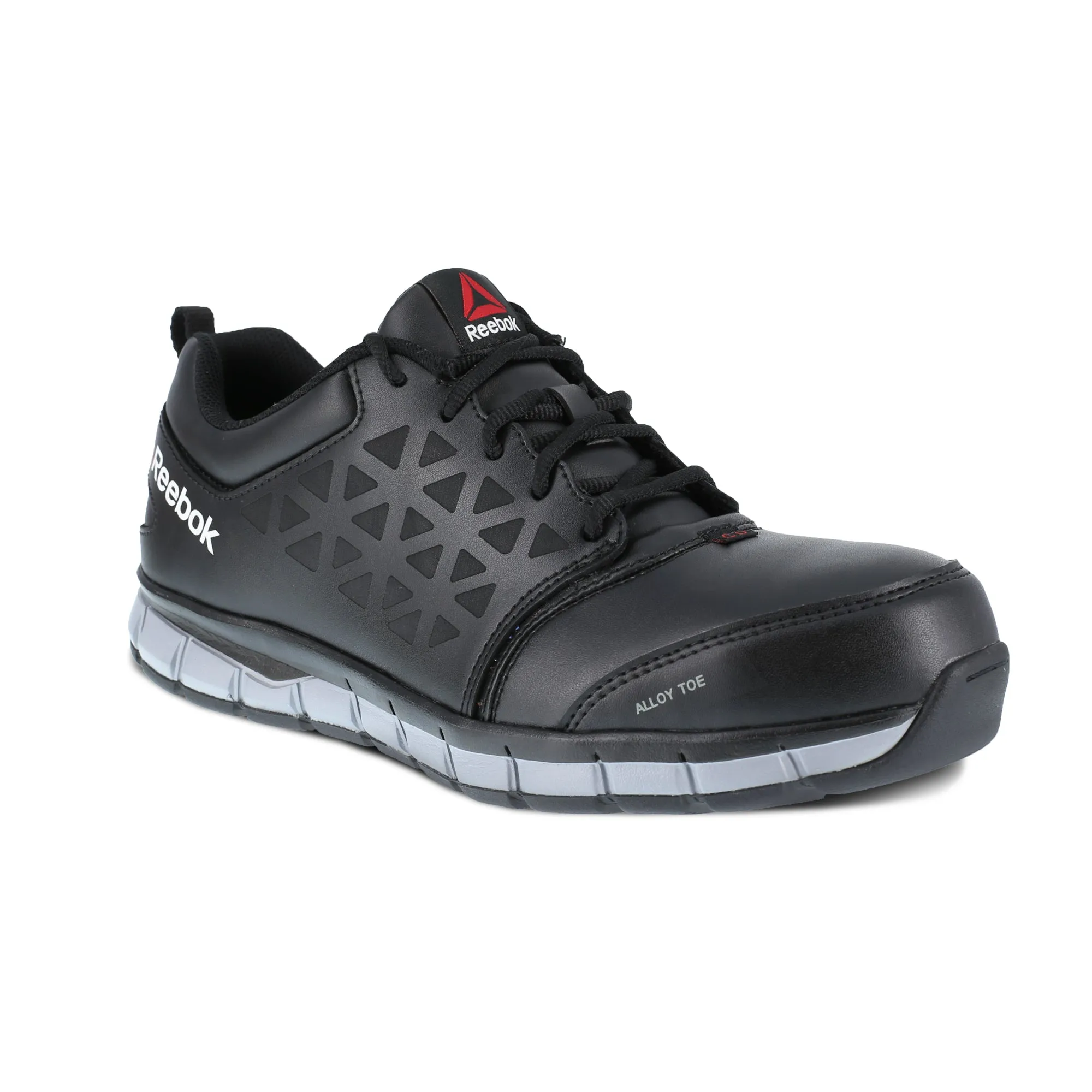 Reebok Mens Black Leather Work Shoes Conductive Athletic AT